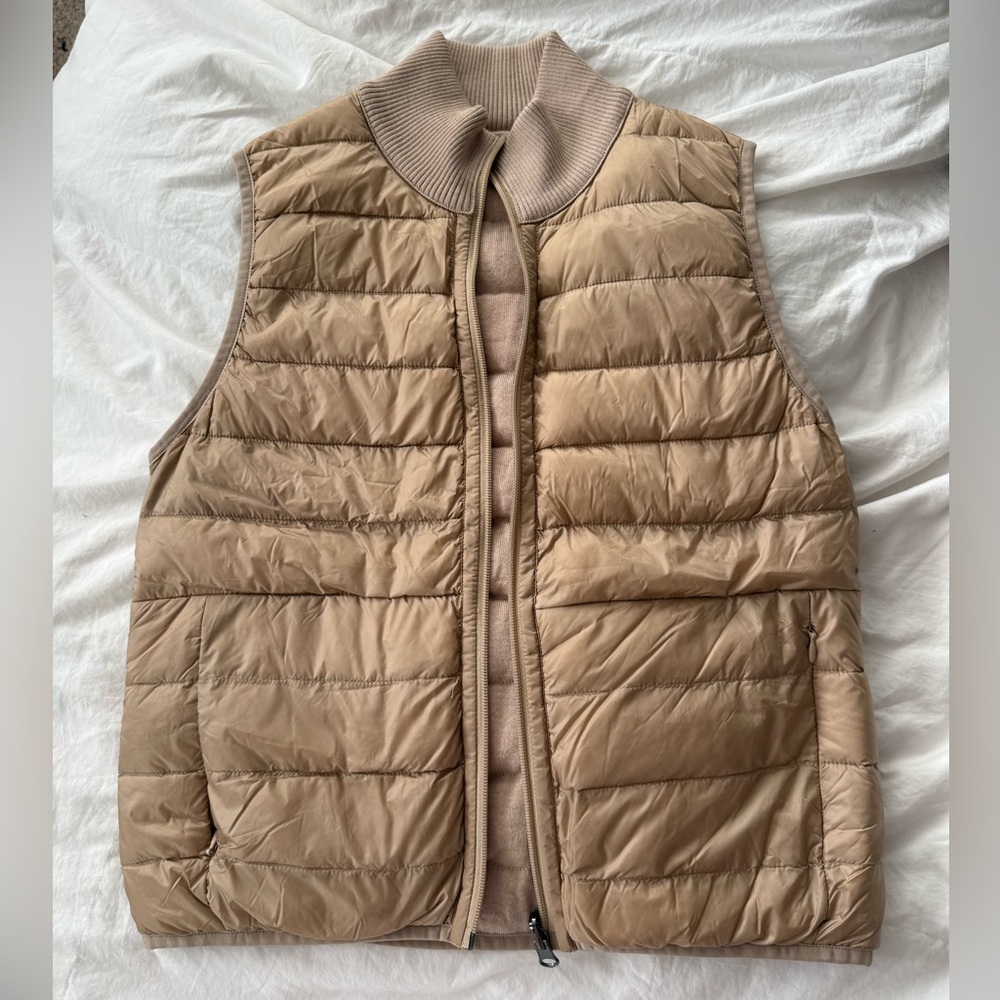 ❌SOLD❌ Champagne Cashmere Reversible Down Vest